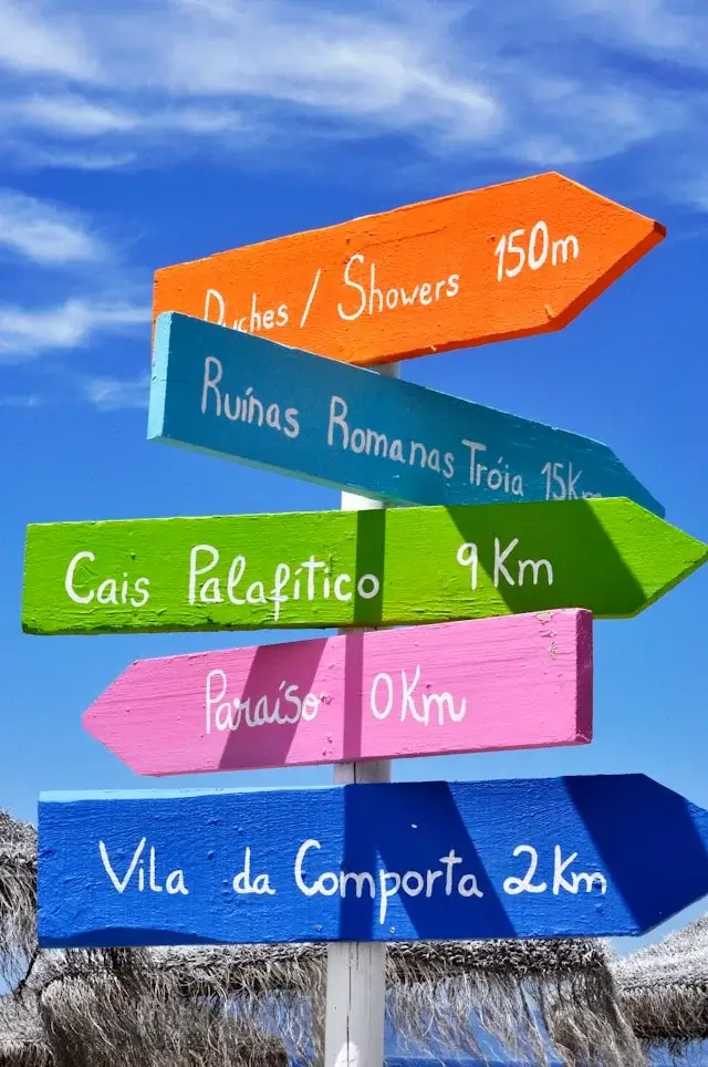 Panneaux d'orientation à Comporta